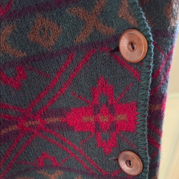 Vintage Alps Wool Aztec Long Blanket Jacket Drop Shoulder Cardigan Women's M - Picture 7 of 9